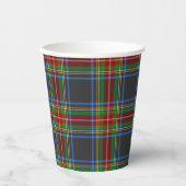 Gobelets En Papier Stewart Black Tartan Scottish Plaid Motif (Recto)