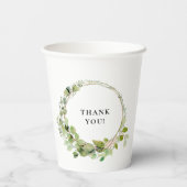 Gobelets En Papier Sticker simple, élégant, monogramme eucalyptus wed (Verso)