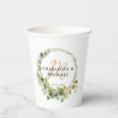 Gobelets En Papier Sticker simple, élégant, monogramme eucalyptus wed (Recto)