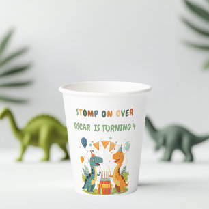 Gobelets En Papier "Stompe sur Dinosaur Anniversaire