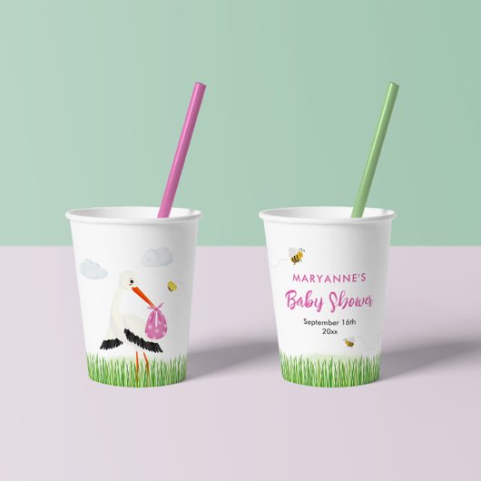 Gobelets En Papier Stores rustique avec Baby shower de fille d'abeill