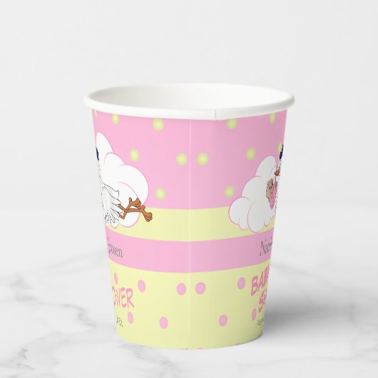 Gobelets En Papier Stork avec une mignonne petite fille bébé (Droite)
