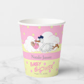 Gobelets En Papier Stork avec une mignonne petite fille bébé (Recto)
