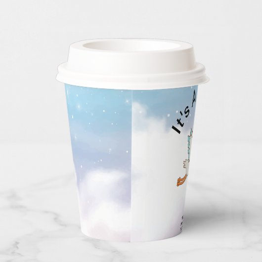 Gobelets En Papier Stork Bird C'est un Baby shower garçon (Droite)