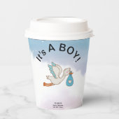 Gobelets En Papier Stork Bird C'est un Baby shower garçon (Recto)