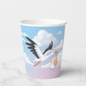 Gobelets En Papier Stork Carrying a Baby Cloudy Sky (Verso)