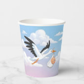 Gobelets En Papier Stork Carrying a Baby Cloudy Sky (Recto)