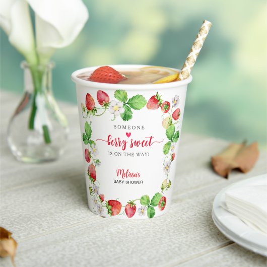 Gobelets En Papier Strawberry Baby Shower (Insitu)