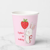 Gobelets En Papier Strawberry Bunny Birthday Pink (Verso)