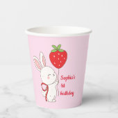 Gobelets En Papier Strawberry Bunny Birthday Pink (Recto)