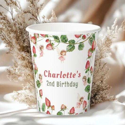 Gobelets En Papier Strawberry enchanted fairy garden birthday 