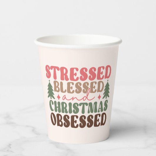 Gobelets En Papier Stressé, béni et observé à Noël (Verso)
