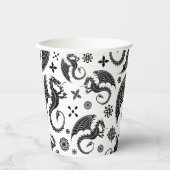 Gobelets En Papier Style de tatouage en forme de dragon noir (Recto)