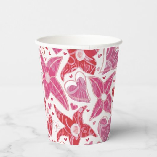 Gobelets En Papier Style Différent De Fleur & Coeurs Motif (Droite)