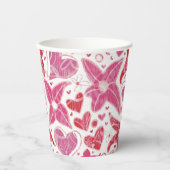 Gobelets En Papier Style Différent De Fleur & Coeurs Motif (Recto)