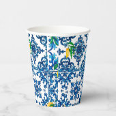 Gobelets En Papier style italien, méditerranéen, mosaïque, bleu, citr (Droite)