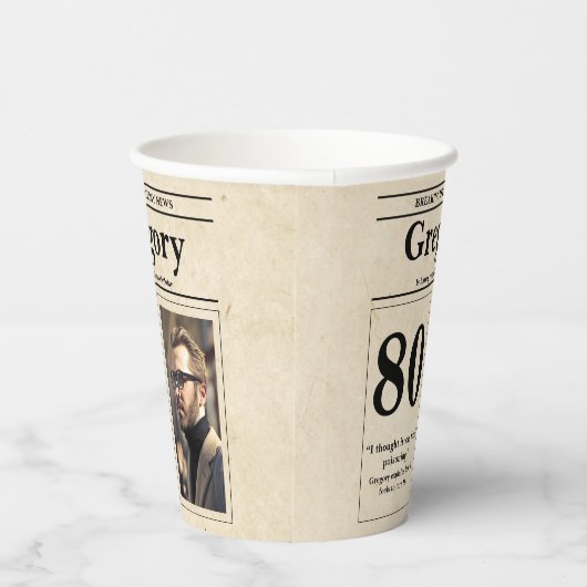 Gobelets En Papier Style Retro 80th Birthday (Droite)