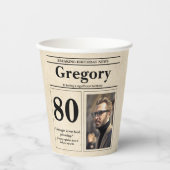 Gobelets En Papier Style Retro 80th Birthday (Recto)