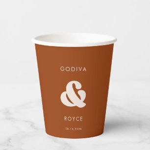 Gobelets En Papier Style rétro Burnt Orange Mariage