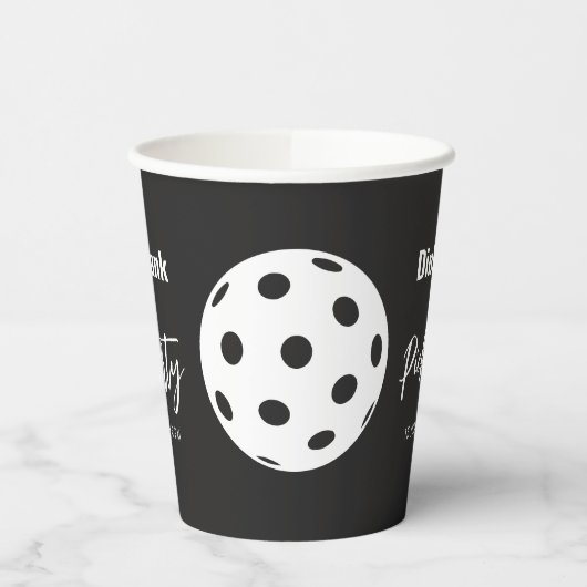 Gobelets En Papier Style Rétro Neon Noir Thème Pickleball Anniversair (Gauche)