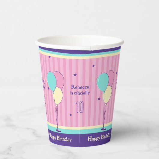 Gobelets En Papier Style rose et violet rétro anniversaire Coupe en p (Droite)