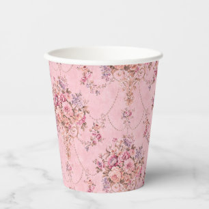 Gobelets En Papier Style victorien rose français antique Rococo flora