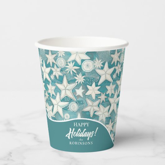 Gobelets En Papier Stylisé Starfish & Sand Dollars Motif#25 ID1009 (Recto)