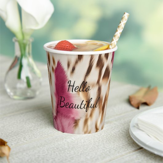 Gobelets En Papier Stylish Girly Rose White Gold Zebra (Insitu)