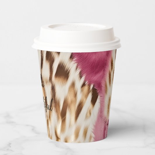 Gobelets En Papier Stylish Girly Rose White Gold Zebra (Gauche)