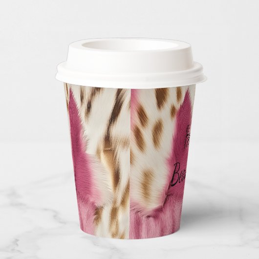 Gobelets En Papier Stylish Girly Rose White Gold Zebra (Droite)