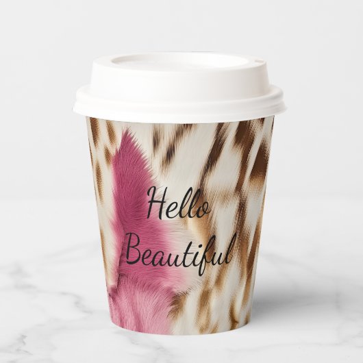 Gobelets En Papier Stylish Girly Rose White Gold Zebra (Recto)