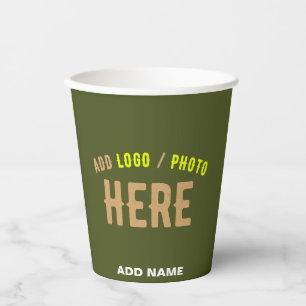 GOBELETS EN PAPIER STYLISH MODERNE ARMÉE VERT VÉRIFIÉ MARQUE