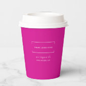 Gobelets En Papier Stylish Pink Minimalist Business Logo Branded (Verso)