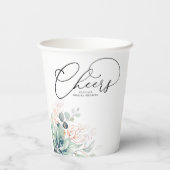 Gobelets En Papier Succulent Rose Gold Green Feuilles Élégant Moderne (Verso)