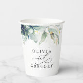 Gobelets En Papier Succulents Gold Greenery Élégant Mariage moderne (Verso)