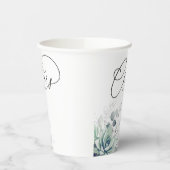 Gobelets En Papier Succulents Verdure Argent Feuilles Élégant Moderne (Gauche)