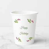 Gobelets En Papier Succursale de baies sèches et de vacances feuilles (Recto)