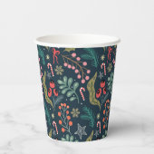 Gobelets En Papier Sucre de canne festif et Holly Motif (Verso)