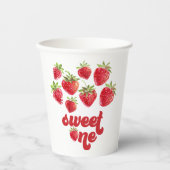 Gobelets En Papier Sucre fraise Un 1er anniversaire (Recto)
