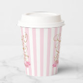 Gobelets En Papier Sucre rayé rose et épice Baby shower bébé fille (Gauche)