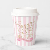 Gobelets En Papier Sucre rayé rose et épice Baby shower bébé fille (Verso)