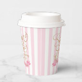 Gobelets En Papier Sucre rayé rose et épice Baby shower bébé fille (Droite)