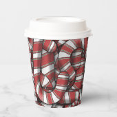 Gobelets En Papier Sucres de canne Abstraits à rayures rouges tordues (Recto)