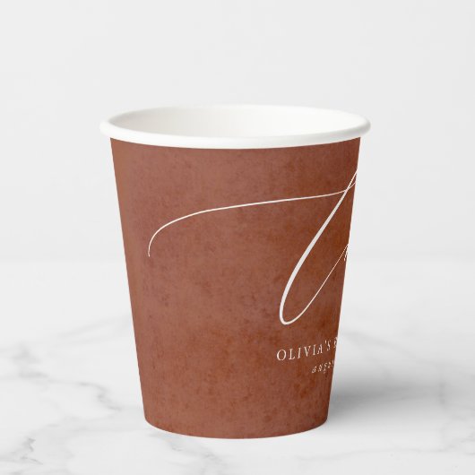 Gobelets En Papier Suede Terracotta Texture Exotique Moderne Chevaux (Recto)