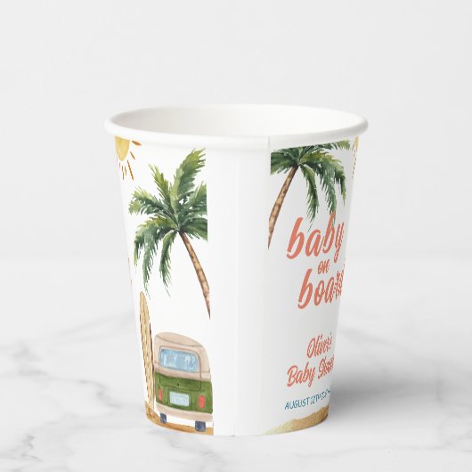 Gobelets En Papier Summer Boho Surf Plage Van Baby shower (Droite)