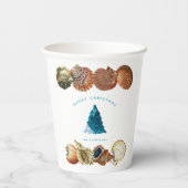 Gobelets En Papier Summer Christmas Beach Seashell Nom personnalisé (Verso)
