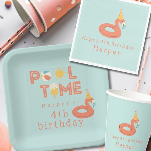 Gobelets En Papier summer flamingo float kids birthday pool party