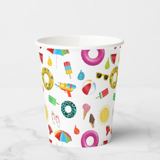 Gobelets En Papier Summer Party Beach Pool Motif Amusant (Gauche)