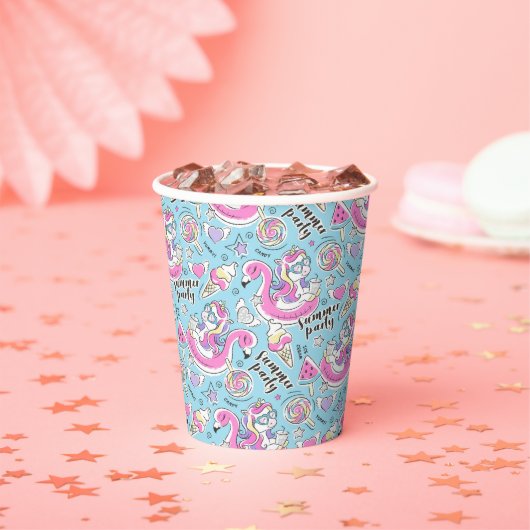 Gobelets En Papier Summer Pool Party Unicorn (Insitu)