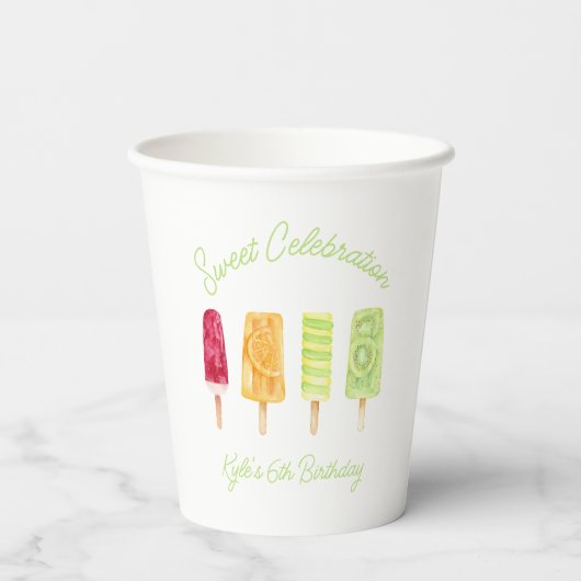 Gobelets En Papier Summer Popsicle fête d'anniversaire (Verso)